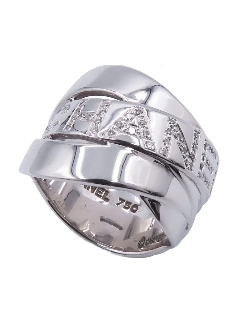 Chanel Boldic White Gold 18K Diamond Ribbon Ring